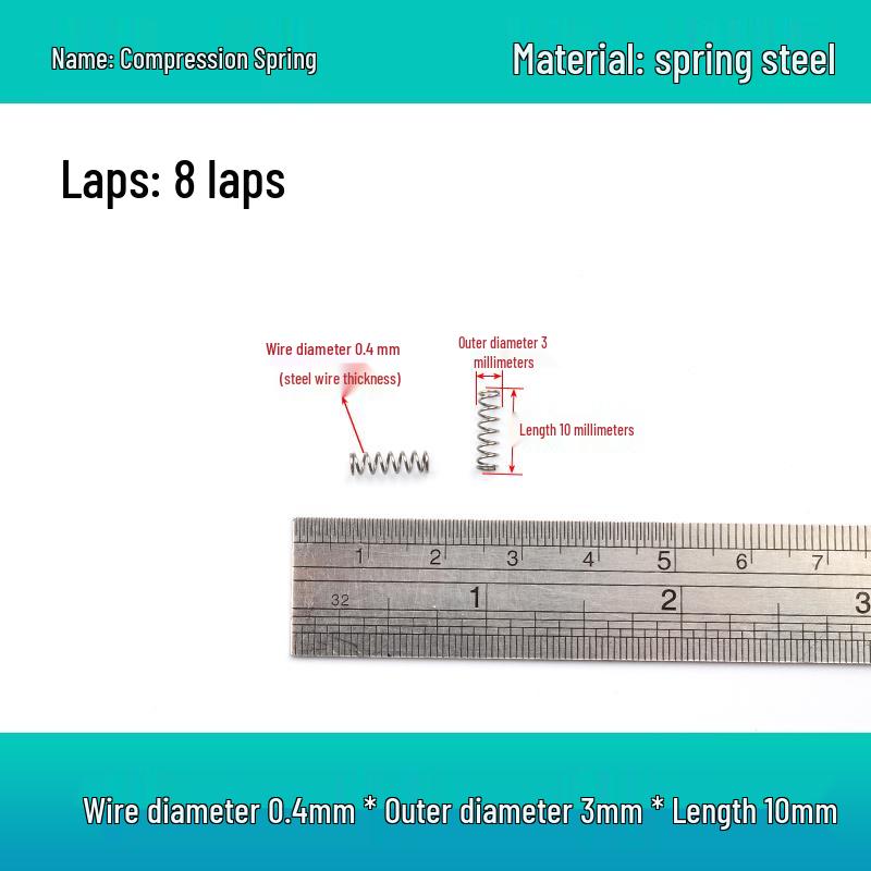 Small Mechanical Compression Spring: 0.4mm Wire, 2-8mm Outer Diameter