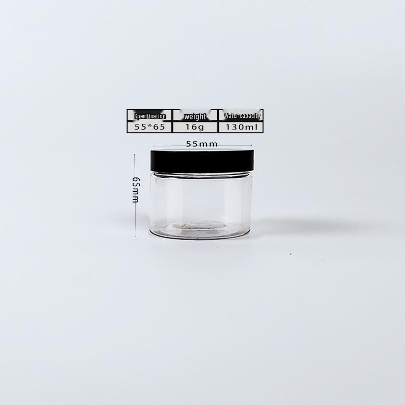 Black Lid Wide Mouth PET Food Jar for Snacks, Nuts, Grains, and Honey.