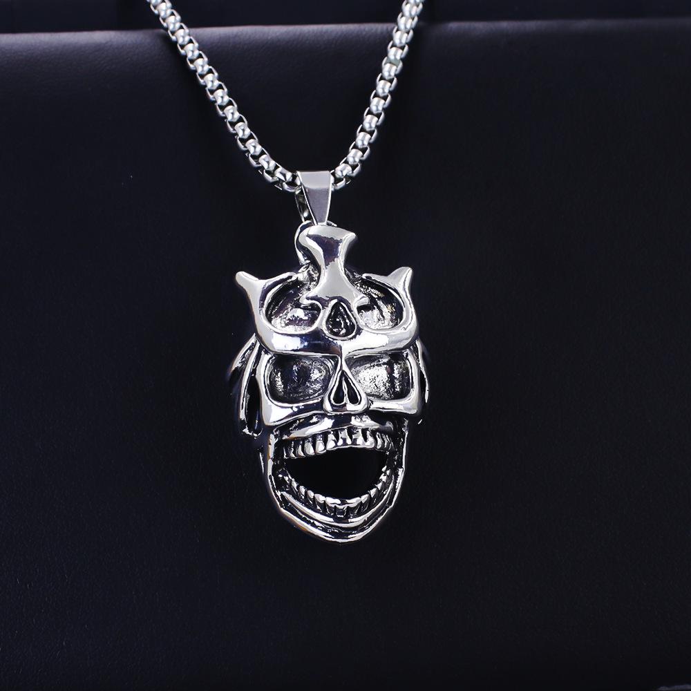 Trendy Men's Titanium Wheat Ear Cross Pendant Necklace with Long Pearl Chain