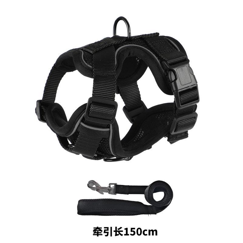 

Leash Vest- Pet Chest Reflective Breathable -breakaway Small Leash S чёрный