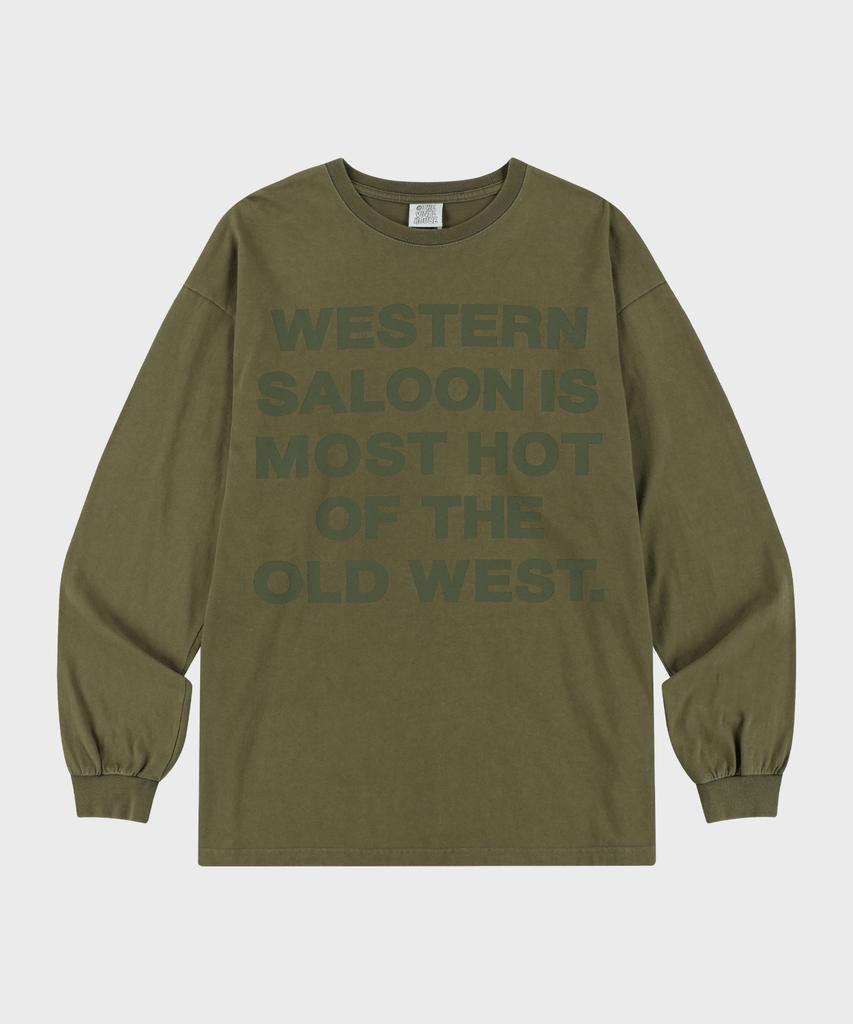 THEVINYLHOUSE Old West Typo Ls Tee Olive