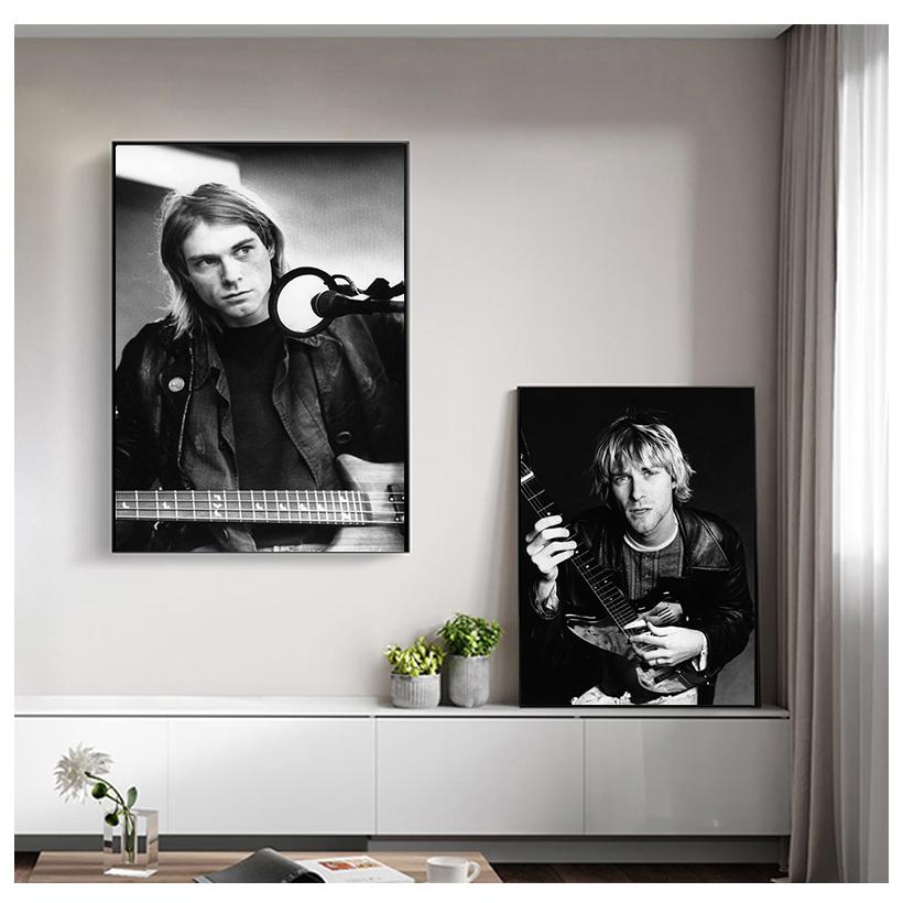 Kurt Cobain Muzică Rock Trupă Muzică Cântăreț Star Artă de Perete Poze Postere și Imprimeuri Pictură pe Pânză pentru Cameră Decor Acasă