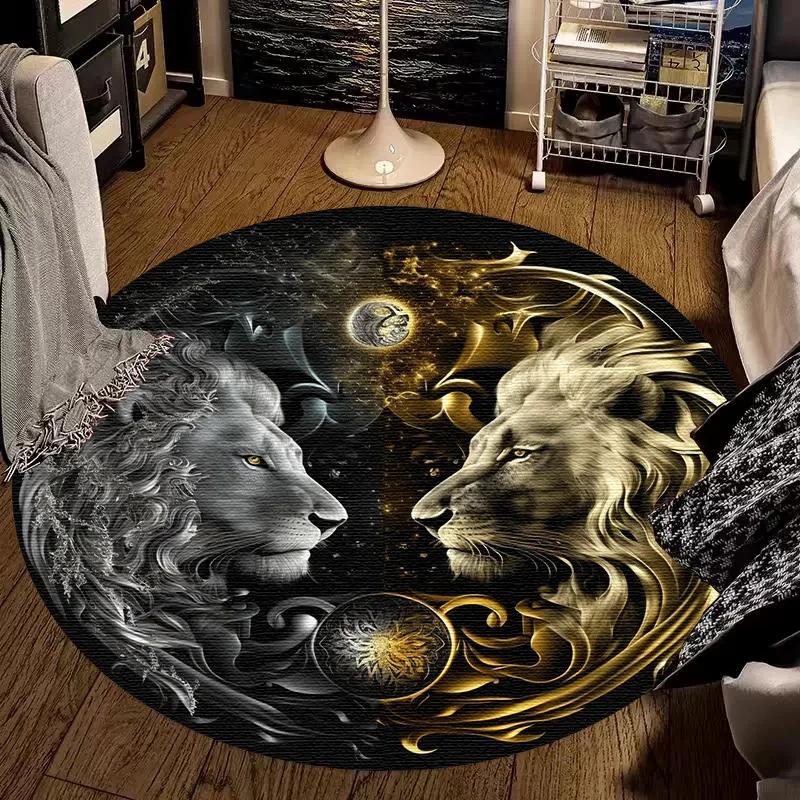 Large Round Carpet Rug Living Room Bedroom Decoration Anti Slip Tree of Life Mat Dragon Lion Tiger Yin Yang Tai Chi Carpet Rugs