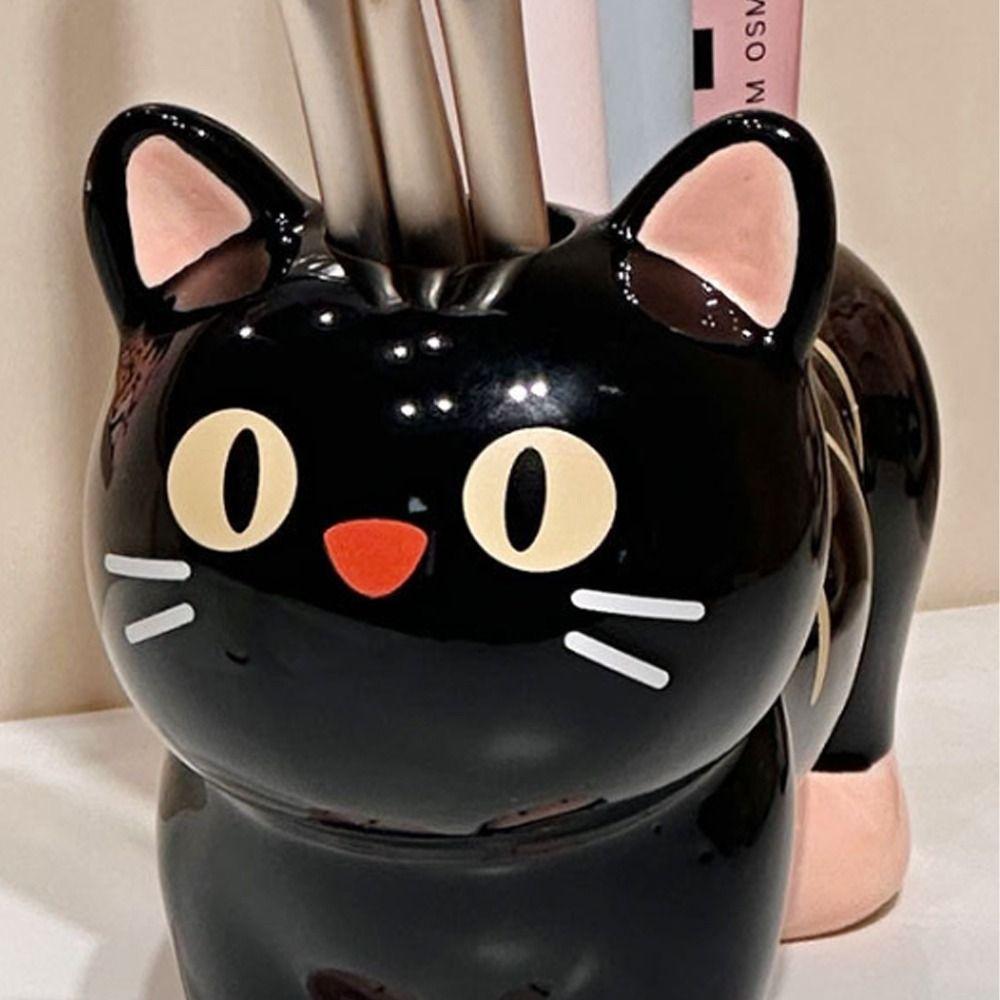 Cat Dog Shape Ceramic Toothbrush Holder 4 Holes Waterproof Electric Toothbrush Stand Cartoon Anti-Slip Base