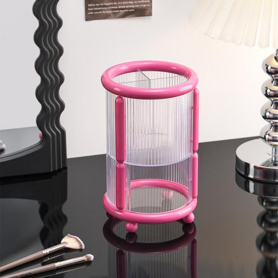 Makeup Brush Holder Desktop Lipstick Eyebrow Pencil Organizer 2-Tier Cosmetic Brush Cup for Dressing Table Organization