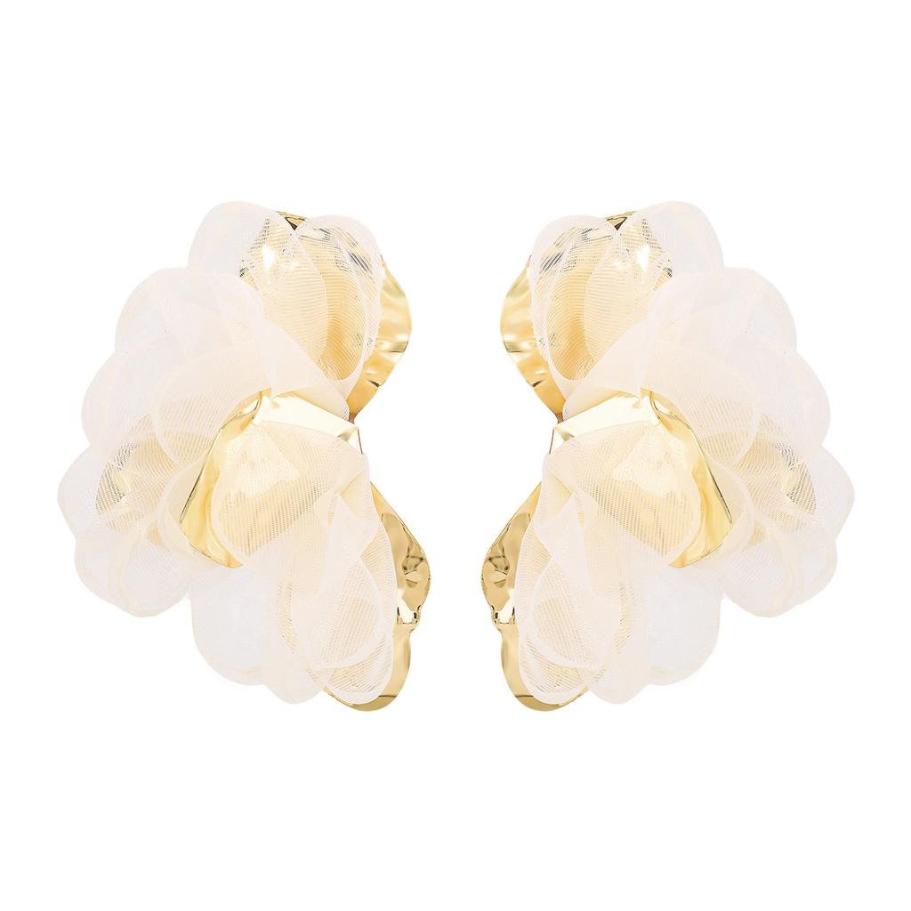 Sweet Temperament Mesh Flower Earrings Fashion Premium Girlish Exaggerated Ear Jewelry Hot Selling Accessories For Women