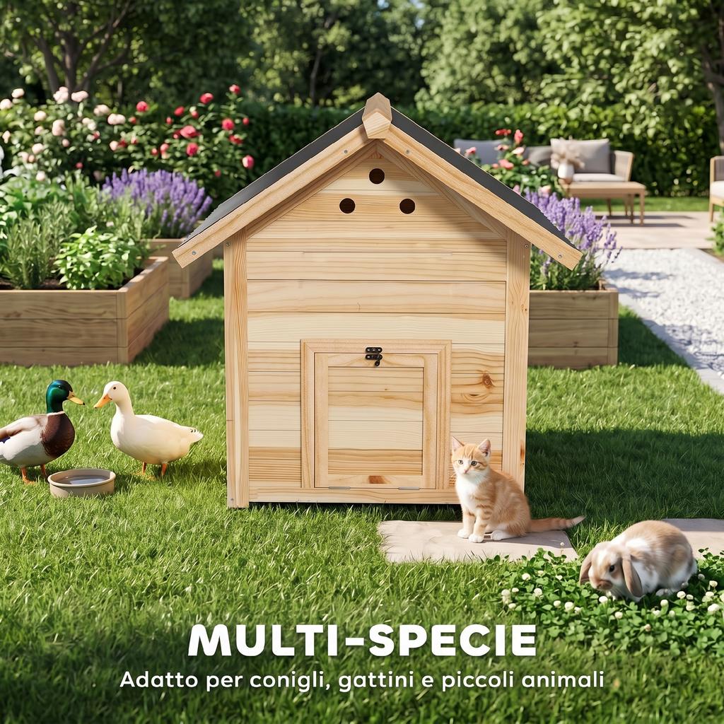 Outdoor Duck House with Ramp, Removable Bottom and Ventilation Holes, 78x90x92 cm, Wood