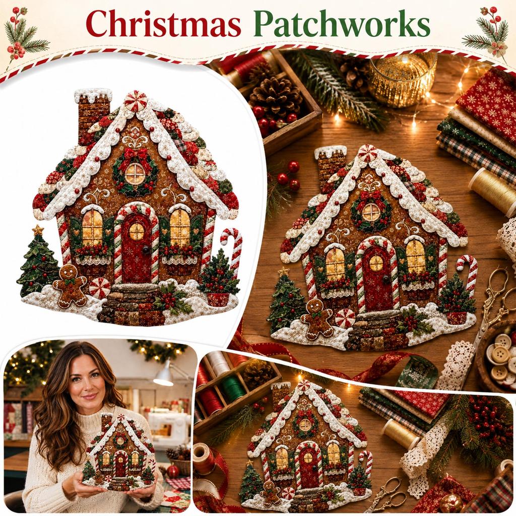 Christmas Holiday Patchwork Quilted Decoration Set for Home Festive Decor