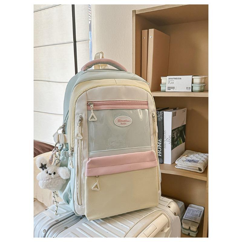 High value, fresh and sweet, contrasting color splicing backpack, casual and lightweight backpack for junior high school students
