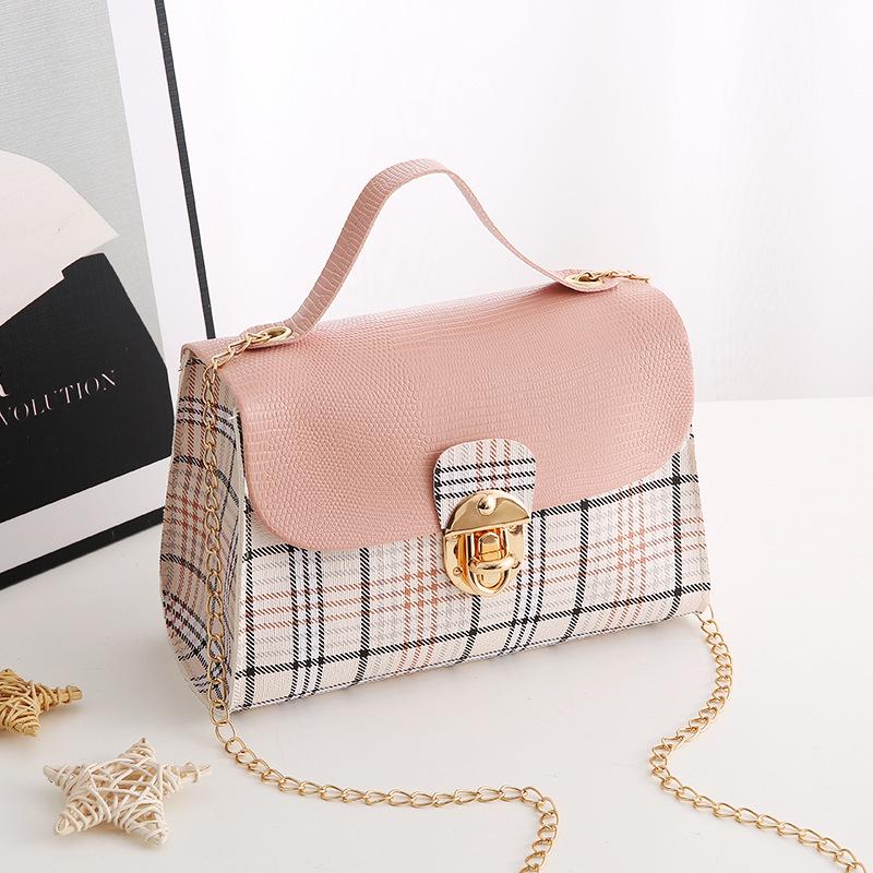 Bag Women's Plaid Contrasting Color Splicing Rhombus Bag Fashion Personality One Shoulder Crossbody Mobile Phone Bag