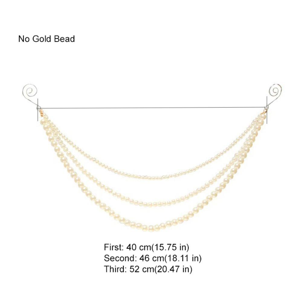 Three-layer Christmas Tree Pearl Chain Pendant Simulated Pearls White Christmas Pearl Garland with Hanging Hooks