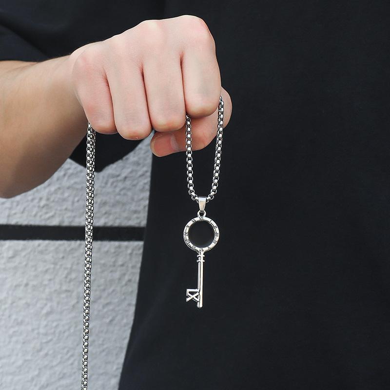 Titanium Steel Necklace Key Pendant - Simple and Versatile Men's Accessory, Suitable for All Occasions. Versatile Accessory.