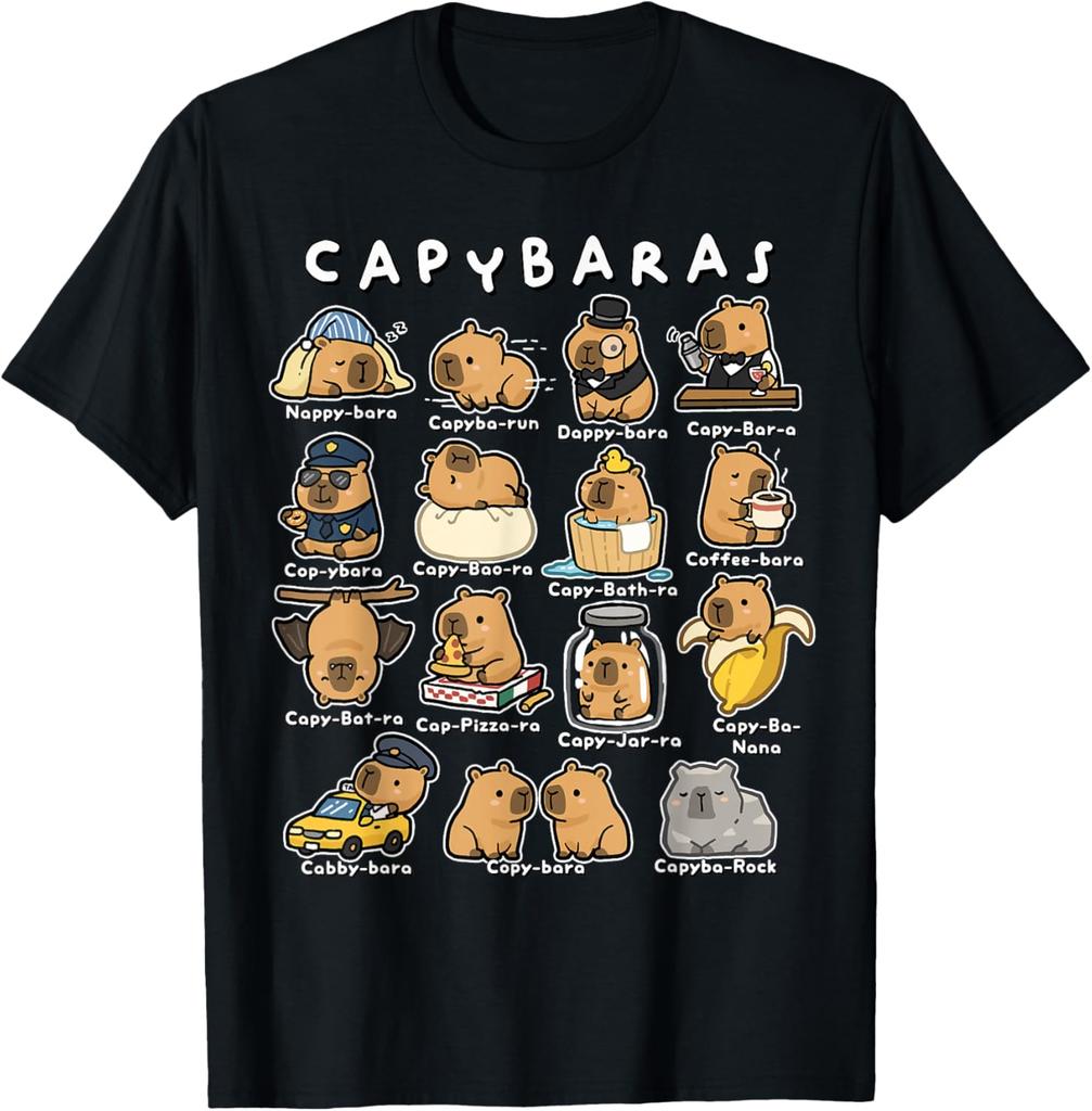 Capybara Puns Funny Animal Puns Men's Graphic Tee Cartoon Rodent Lover Shirt