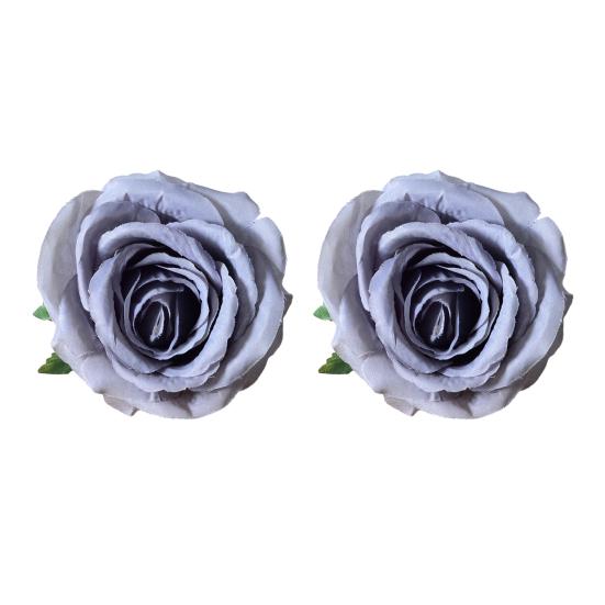 2 Pcs Realistic Artificial Rose Flower Heads Faux Silk No Stem Rose Heads