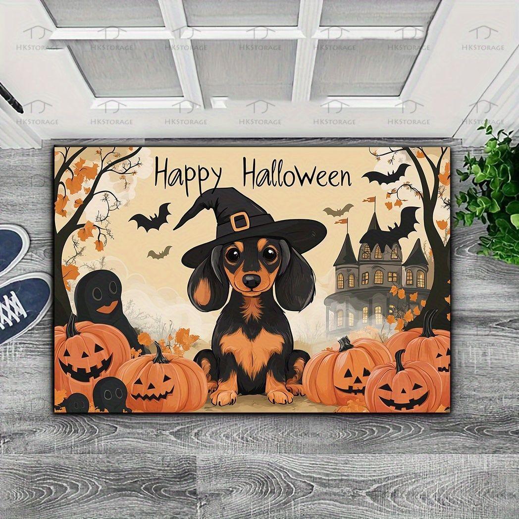 

Halloween Pumpkin Bat Ghost Skeleton Thrilling Floor Mat Entrance Foyer Bathroom Absorbent Foot Door Mat Horror Skeleton 40X60CM