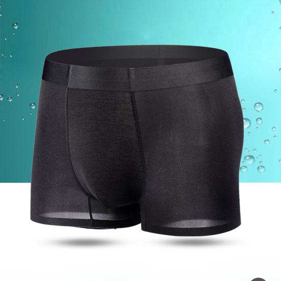 Soft Men Briefs Ultra-thin Mid Waist Ice Silk Summer Boxers
