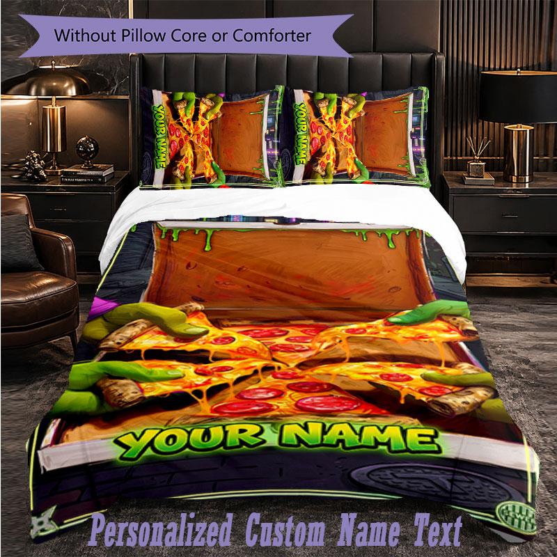 Personalized 3Pcs Bedding SetTeenage Mutant Ninja Turtles Custom Text Duvet Cover Pillowcase Set Bedroom Gift