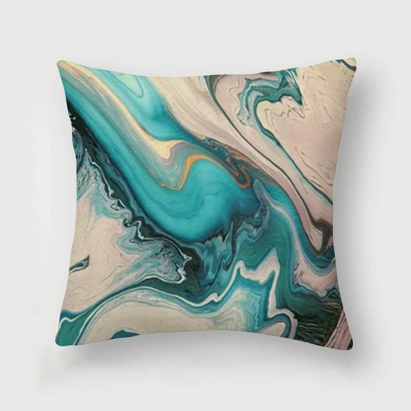 Nordic Blue Marble Polyester Pillowcase Sea Rock Texture Bedside Sofa Chair Throw Pillow Cushion Cover Home Decor Cushion Cover