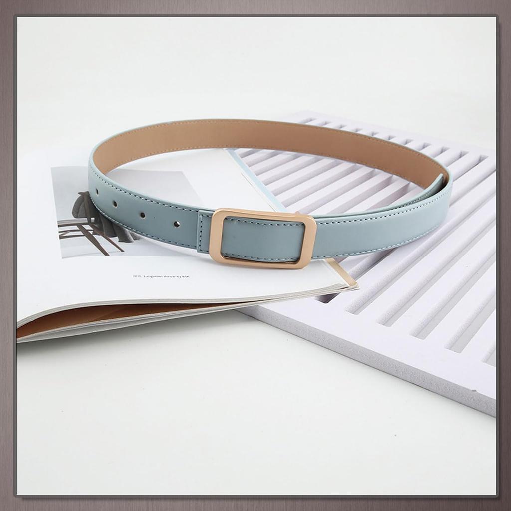 [One Limitation] Pin Belt, Formal, Simple, Gold Buckle, Synthetic Leather, Men's & Women's, BP094 (Sky Blue)