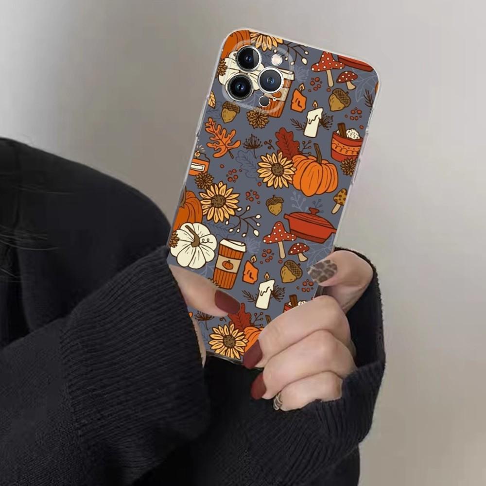 Autumn Leaves Pumpkin Phone Case For IPhone 15 8 7 6 6S Plus X SE 2020 XR XS 14 11 12 13 Mini Pro Max Mobile Case