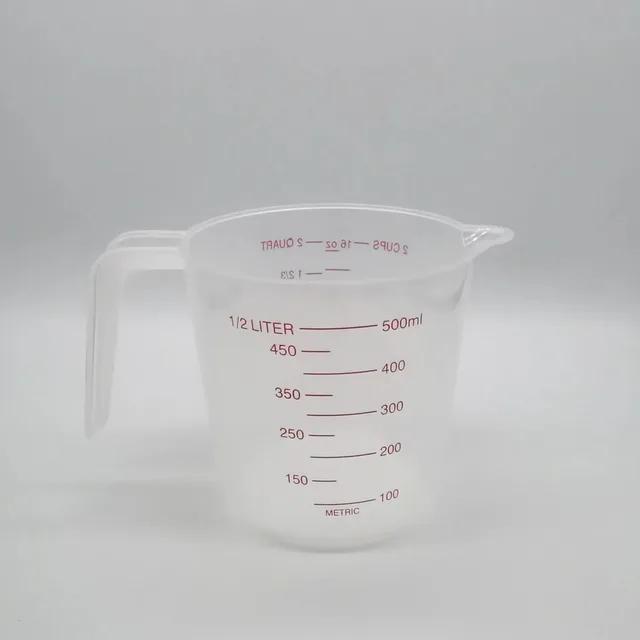 Kitchen Food Grade 0.25L 0.5L 1L Plastic Tip Mouth Pot Pour Spout Clear Measuring Cup Household Baking Scale Cup Kitchen Tool