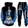 Hot Sale, Stylish 3D Skull Print Punk Sportswear, Pants Hoodie Couple Suit Street Trend