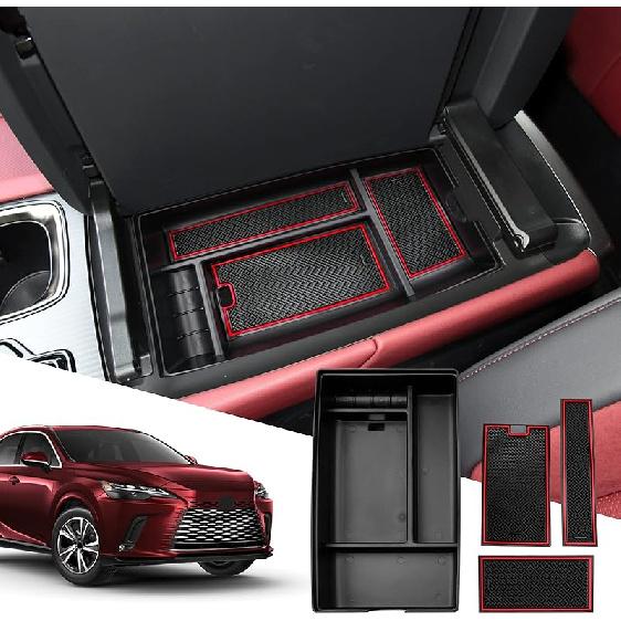 

SXCY для 2023 2024 2025 Lexus RX 350 Органайзер центральной консоли 2023 2024 2025 Аксессуары RX 350 Лоток консоли подлокотника для 2024 2025 RX Hybrid RX 350h/ красный