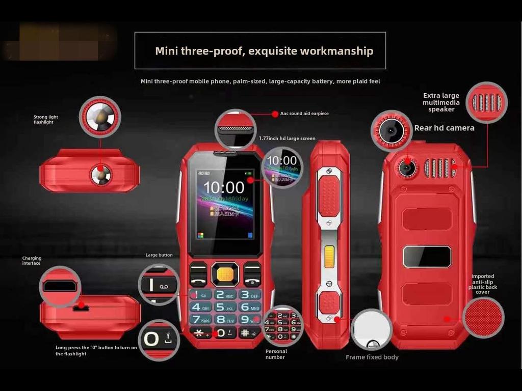 Rugged W2021 Mobile Phone: Large Battery, Loud Sound, Big Buttons, Dual SIM, Camera, Multilingual.