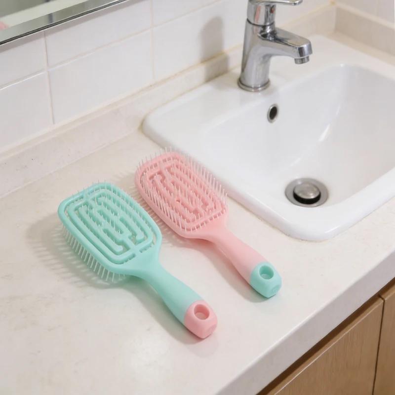 Hollow Massage Comb, Breathable Design Deburring Comb, Soft Massage Anti-Static Styling Brush, Suitable For Wet And Dry Hair