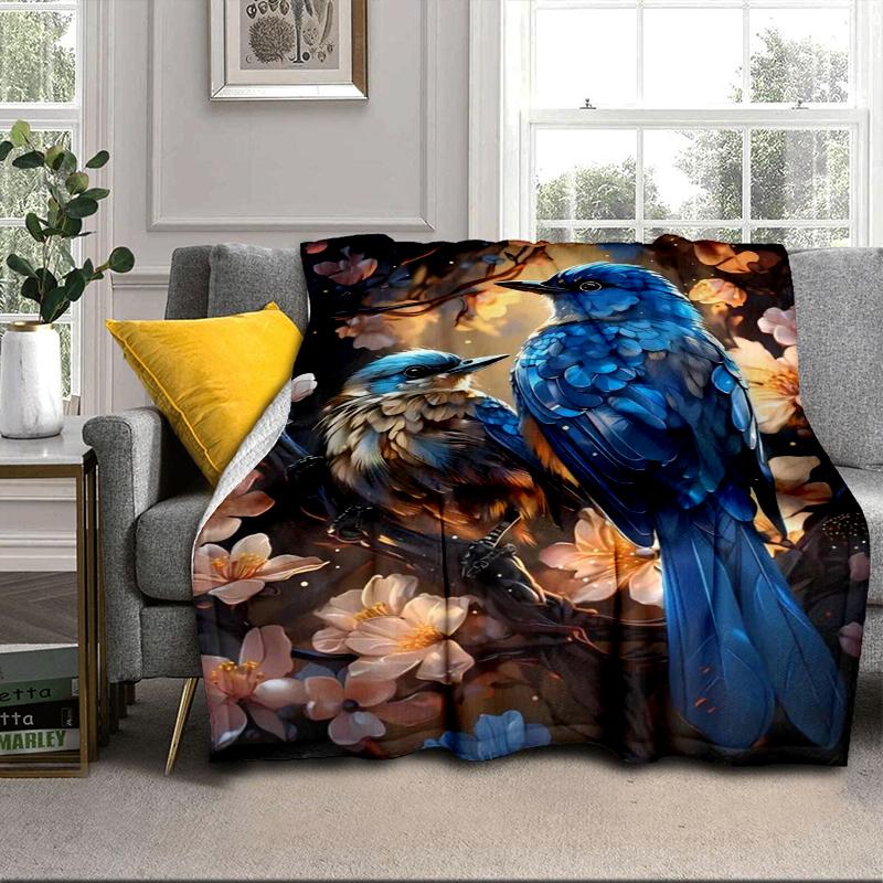 Blue Birds In Blossoms Blanket Flannel Blanket Throw Blanket Sofa Cover Blanket Soft Premium Blanket Picnic Blanket Tv Blanket Gifts