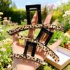 Brown Leopard Print Retro Claw Clip - Hong Kong Style High-End Hair Accessory