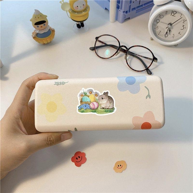 60Pcs Cute Easter Bunny Stickers, Cartoon Aesthetic Waterproof Decals for iPad, Phone Case, Laptop, Journal DIY Decor