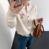 Plus Size Women's New Year Round Neck Knit Cardigan with Little Horse Embroidery – Autumn/Winter Long Sleeve Top