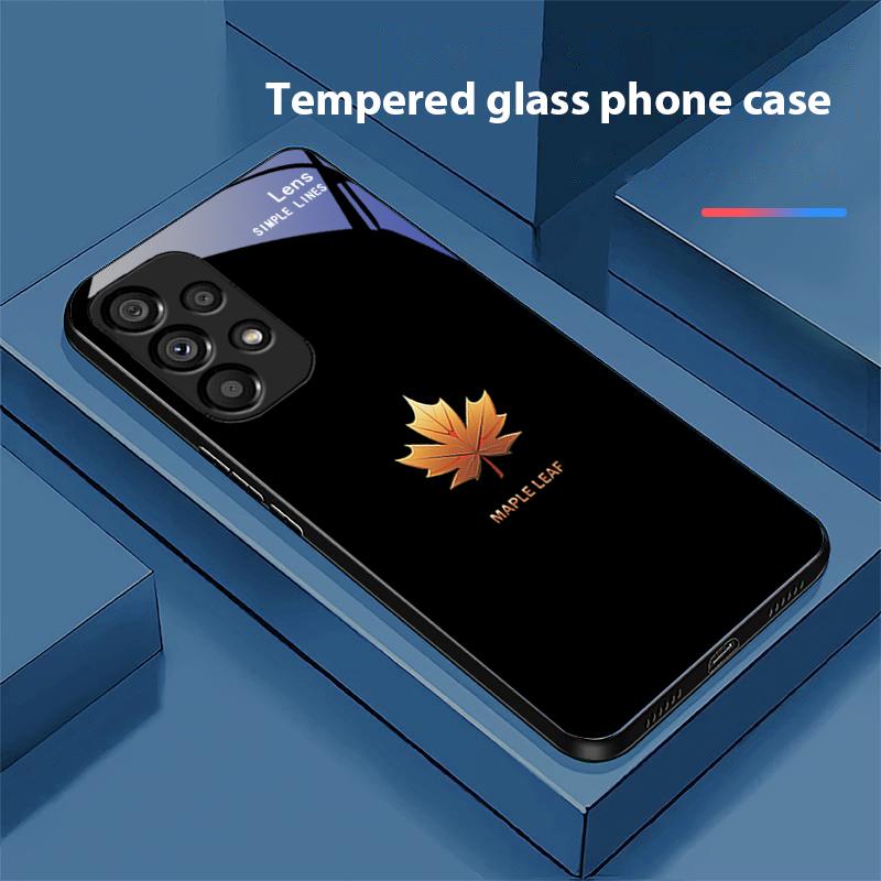 

Колір кленового листа Для Samsung Galaxy S 8 9 10 20 Plus 21 FE 22 23 24 Ultra S7 Edge Чорний Загартоване Скло Чохол для Телефона Жорсткий Корпус For Samsung S22 Pro