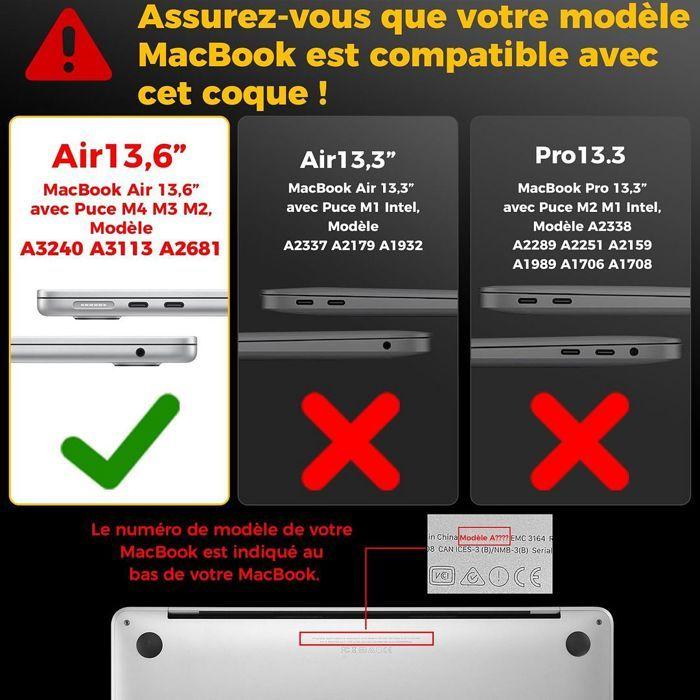 Coque de protection pour MacBook Air 13" - BOOLING - M4 M3 M2 - Antidérapante - Motif Fluide Bleu - PC Rigide