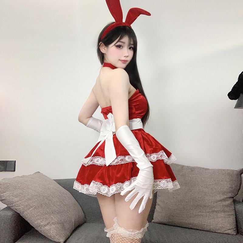 2025 Temptation Lingerie Bunny Girl Christmas Cosplay Set for Women