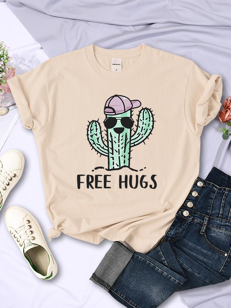 Free Hug From Spiny Cactus Women Tshirts Loose Oversized T-Shirt Breathable Fashion Clothes Hip Hop Casual Women'S T-Shirts