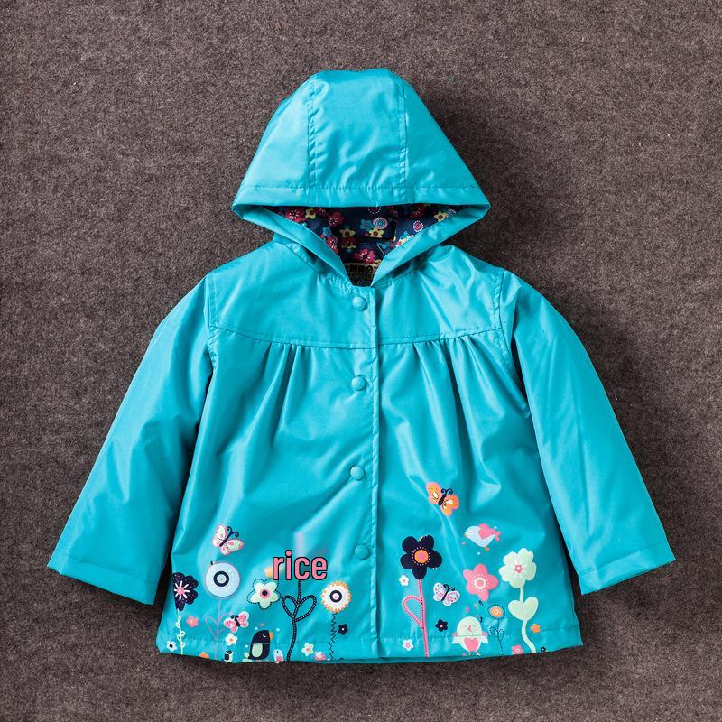 Girls' Cute Flower Windproof Waterproof Hooded Jacket - Kids Spring/Autumn 2016 Collection