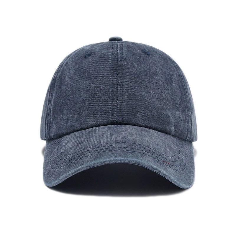 

Washed Cotton Baseball Cap Vintage Women Men Hats Korean Style Street Trendy Cool Sunshade Riding Sports Cap Sun Hat Solid Color 55-58cm тёмно-синий