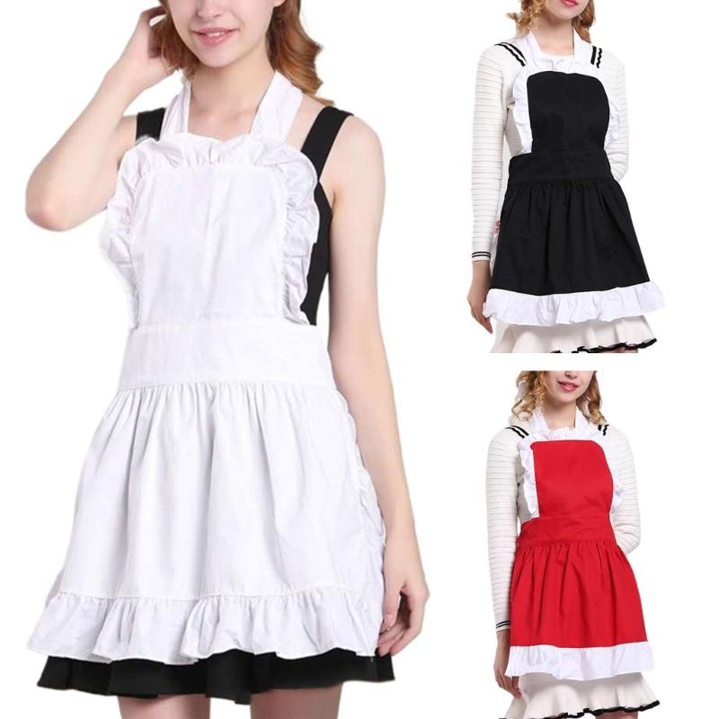 Women Kitchen Aprons Waitress Apron Retro Apron Cooking Aprons Ruffle Apron Maid Apron for Cooking Coffee Shop