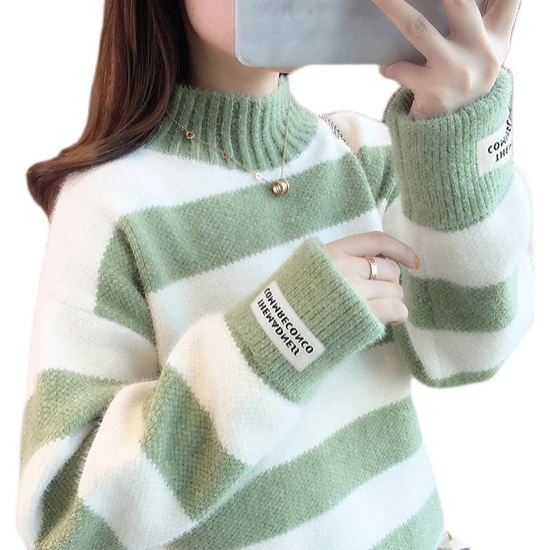 Damen Pullover aus Nerz-Kaschmir-Fleece mit halbem Stehkragen, lockere Passform, Herbst/Winter 2025.