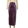 2025 Autumn High-Waisted Slimming Leather Bodycon Midi Skirt with Slit