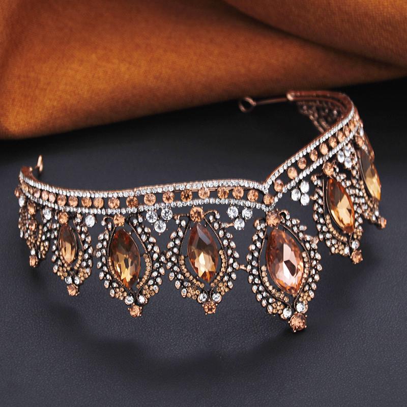 Antique Copper Wedding Crown Bridal Tiaras and Crowns Hair Jewelry Pageant Party Headdress Gifts Head Ornaments