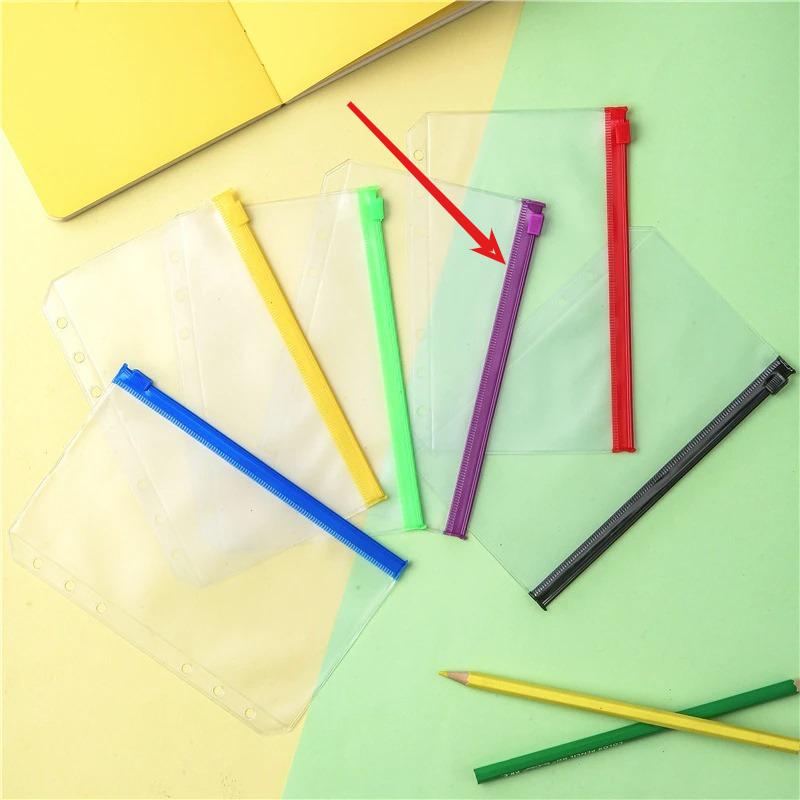 10pcs/lot A6 6-Hole Binder Pockets Cash Budget Envelopes Zipper Binder Pouches for Notebook Planner Journey Binders