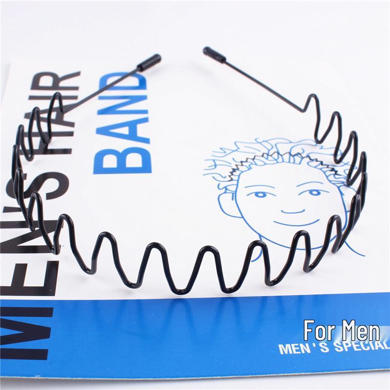 Unisex Wavy Black Sport Hairband with Card Pocket