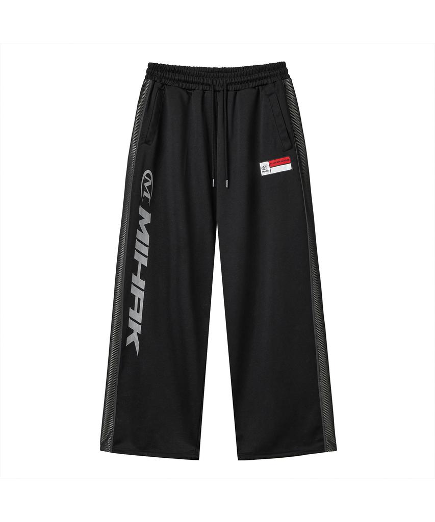 Mihag Sponsor Logo Mesh Jersey Wide Pants (Black)