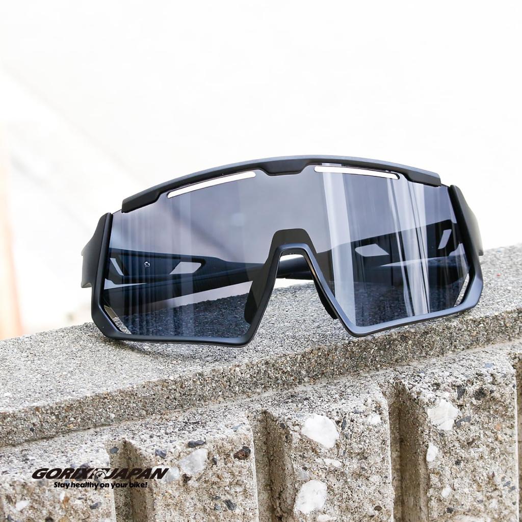 Photochromic Sunglasses for Road Clear Gray with Inner Large UV Impact Prescription Lens Breathable [Gorix] Cycling, Bikes, Lenses, Tint, UV400, Men's