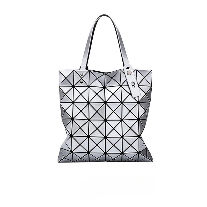 

Новые японские и корейские женские сумки, модные и простые портативные сумки через плечо, женские универсальные сумки-тоут с геометрическим ромбовидным узором серебряный