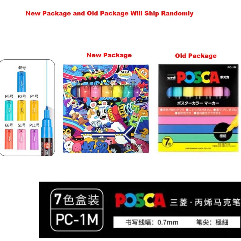 Japan Uni POSCA Markers Set Water-Based Acrylic Paint Pen Rock Painting PC-1M PC-3M PC-5M PC-8K PC-17K Full Colors Range Drawing
