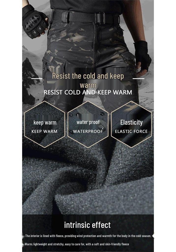 ix7 Men's Fleece-Lined Waterproof Windproof Winter Pants - Warm, Casual Cargo Style for Outdoor Activities